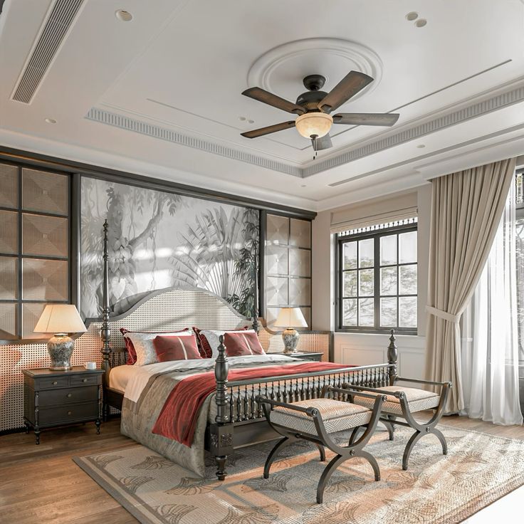 Mẫu giường ngủ Indochine hiện đại