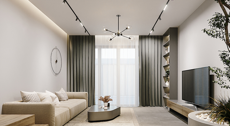 Trần thạch cao phẳng cho phòng khách 25m2