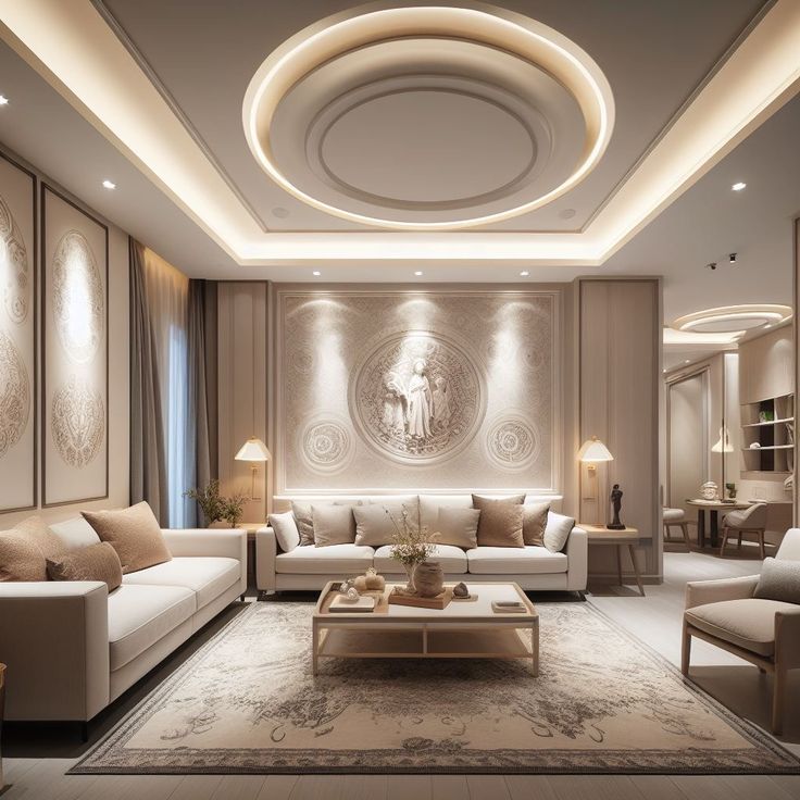 Trần thạch cao phòng khách 35m2 đẹp và hiện đại